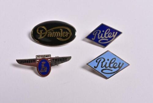 DAIMLER/RILEY/TALBOT: A group of four small pin badges: 2 x Riley, Daimler, Sunbeam Talbot