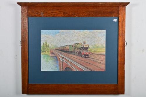 GREAT WESTERN RAILWAY: A Great Western Railway published 150 piece plywood jigsaw,complete, framed and glazed, with original jigsaw box, 60 x 73cm