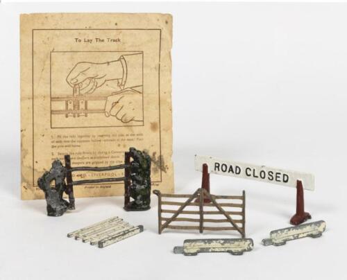 DIORAMA PARTS: A set of metal gates and road closed indicators for model railway
