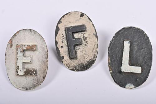 NSW RAILWAYS: Three ground frame identification plates E, F and L