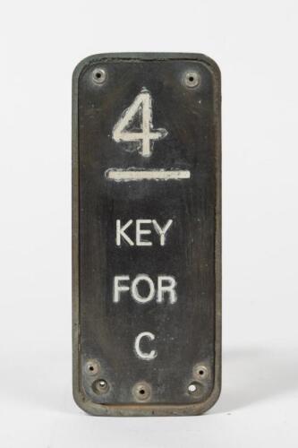 NSW RAILWAYS: A brass ground frame lever plate, lettered 4 / Key For C