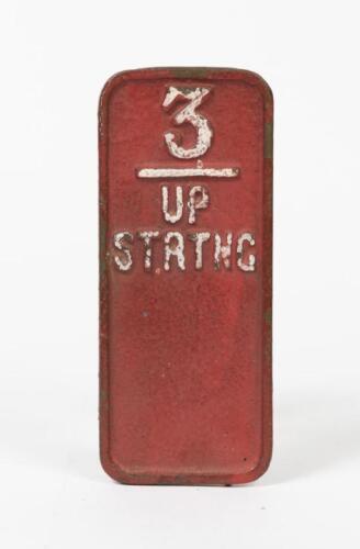 NSW RAILWAYS: A brass ground frame lever plate, lettered 3 / Up Starting