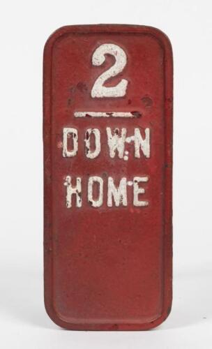 NSW RAILWAYS: A brass ground frame lever plate, lettered 2 / Down Home