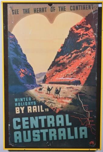 COMMONWEALTH RAILWAYS: A commonwealth Railways poster 'See The Heart of The Continent', framed and glazed, 90 x 60cm overall