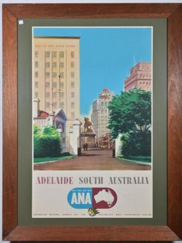 AUSTRALIAN NATIONAL AIRWAYS: A original promotional poster for Adelaide, South Australia, 113 x 86cm overall