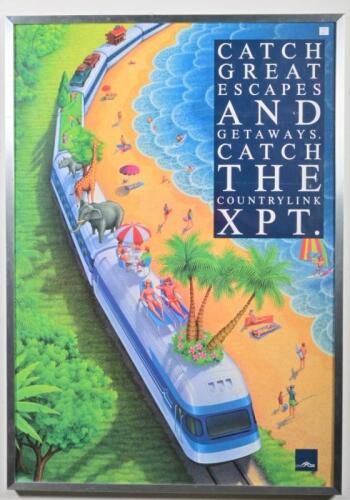 COUNTRY LINK: A XPT promotional poster 'Catch Great Escapes And Getaways' framed and glazed, 103 x 73cm overall