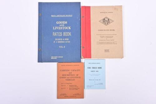 SOUTH AUSTRALIAN RAILWAYS: A group of four rates, fares and rolling stock capacity books