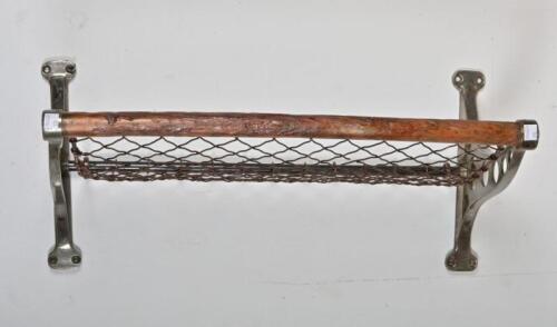 VICTORIAN RAILWAYS: A small steel, wood and wire luggage rack from wooden bodied carriage, 30cm high, 63cm wide, 31cm deep