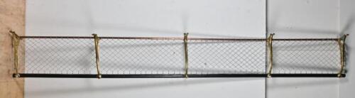 VICTORIAN RAILWAYS: A long brass, wood, and wire carriage rack from suburban wooden bodied carriage, in excellent condition, 21 cm high, 261cm wide, 32cm deep