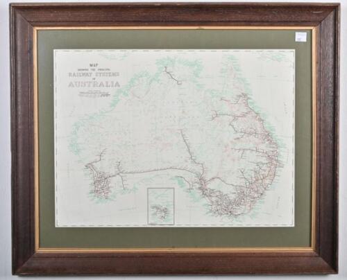 RAILWAY SYSTEMS OF AUSTRALIA: A original map of the Australian railway system, 50 x 60cm