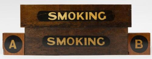 VICTORIAN RAILWAYS: Four wooden carriage signage panels, the largest 47.5cm long