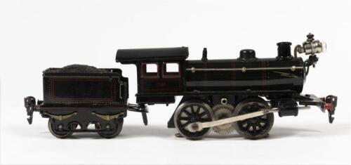 MARKLIN: A Marklin gauge 1 high voltage 0-4-0 locomotive and tender, with brass plaque with Marklin monogram and ''110-220 Volts Lampenvorschaltung''