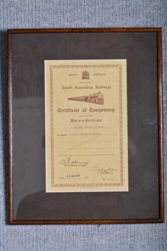 SOUTH AUSTRALIAN RAILWAYS: A pair of station operations certificates, both framed and glazed, both 37 x 29.5cm overall