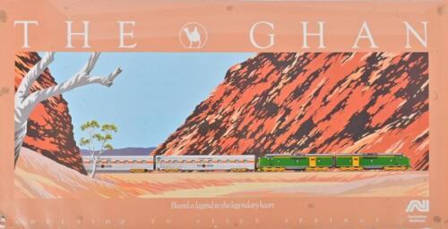 AUSTRALIAN NATIONAL RAILWAYS: Two posters, The Ghan and the Indian Pacific, 49 x 98cm
