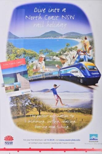 COUNTRY LINK: A CountryLink XPT promotional poster, 'Dive into a North Coast NSW holiday', 69.5 x 99.5cm