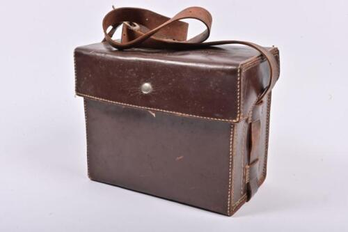 KIT BAG: A vintage leather kit bag, 23cm high, 28cm wide, 31cm deep