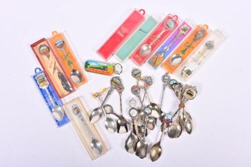 TEASPOONS: A collection of locomotive decorated teaspoons