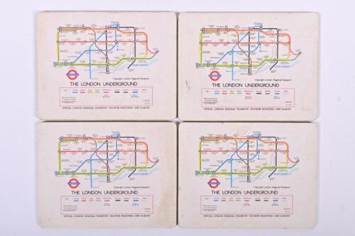 LONDON UNDERGROUND: Four drinks coasters depicting the Tube map
