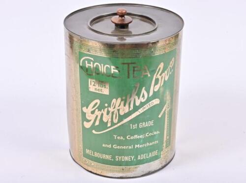 TEA TIN: A large 12lbs Griffiths Bros tin, 34cm high