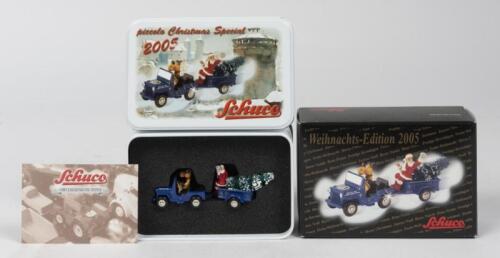 JEEP: A NOS limited edition 1:87 scale Schuco Christmas Special 2005 Jeep and trailer with CoA
