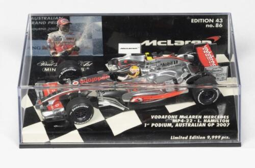 MCLAREN - MERCEDES F1: A NOS Limited Edition 1:43 scale Minichamps Vodafone Mclaren - Mercedes MP4-22 - Lewis Hamilton 'First Podium, Australian GP 2007