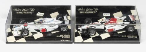 BAR - HONDA F1: Two NOS 1:43 scale Minichamps BAR Honda including a Show Car 2000 R.Zonta #23 (Limited Edition) & BAR 005 - J.Button #17