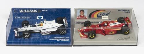 WILLIAMS F1: Two NOS 1:43 scale Minichamps Williams F1 including a Williams F1 Team Promotional Showcar 2000 - Ralf Schumacher #9 & Williams Mecachrome 1998 FW20 #2 (Edition 43 Nr.06)