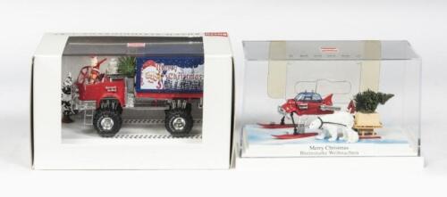 CHRISTMAS COLLECTION: Two NOS 1:87 scale Busch Christmas Collection Vehicles including a truck and a small Diorama