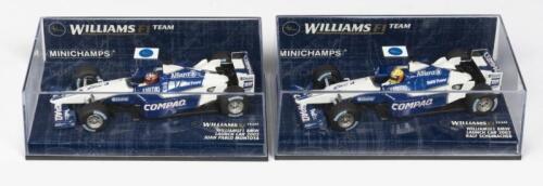 WILLIAMS F1: Two NOS 1:43 scale Minichamps Williams F1 BMW including a Launch Car 2002 Ralf Schumacher #5 & Juan Pablo Montoya #6
