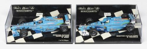 BENETTON F1: Two 1:43 scale Minichamps Benetton F1 including a Benetton Playlife Showcar 2000 - A.Wurz #12 (Limited Edition) & B200 G.Fisichella #11