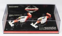 MCLAREN - HONDA: A NOS Limited Edition 1:43 scale Minichamps Mclaren Honda World Champion Set - Ayrton Senna , including a Mclaren Honda MP4/5B 1990 & a MP4/6 1991