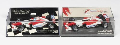 TOYOTA F1: Two NOS 1:43 scale Minichamps Toyota F1 including a TF102 M.Salo #24 & Promotional Showcar ( Limited Edition )