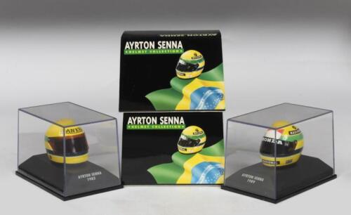 AYRTON SENNA: Two NOS 1:8 scale Minichamps Ayrton Senna Collection Helmets 1982/1989