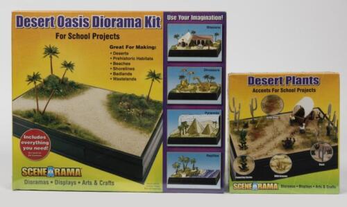 SCENEARAMA: Two NOS Sealed Dioramas model kit, including a Desert plants & Desert Oasis