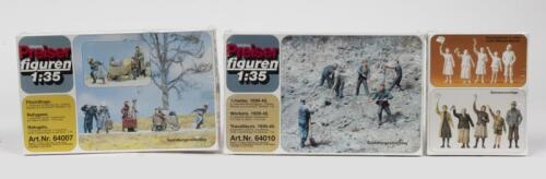 PREISER: Three NOS Sealed 1:35 figures model kit sets, including Workers, Refugees & Civilians
