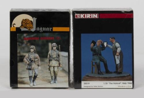 KIRIN & JAGUAR: Two NOS Sealed 1:35 scale Figurines resin set including marching Germans & 'The Haircut' Italy 1944