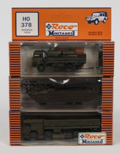 ROCO: Three NOS 1:87 scale Roco minitanks including Magirus 168 M / Dukw Type 353 / Man N 4540