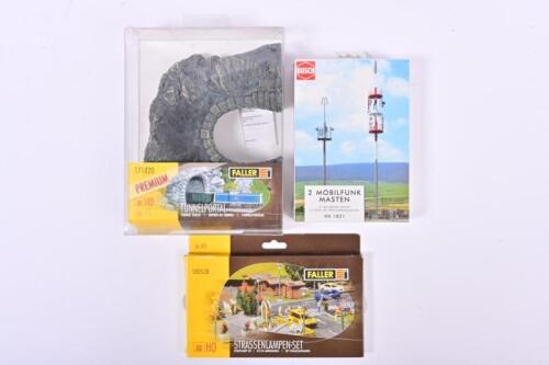 FALLER & BUSCH: A NOS H0 Scale Sealed set including a Faller tunnel portal & street lamp together with a Busch phone towers