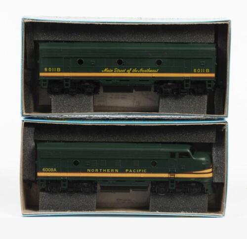 ATHEARN: Two letter sealed HO scale model rail Locomotives including F7A Powered Northern Pacific #6008A & F7B Northern Pacific #6011B