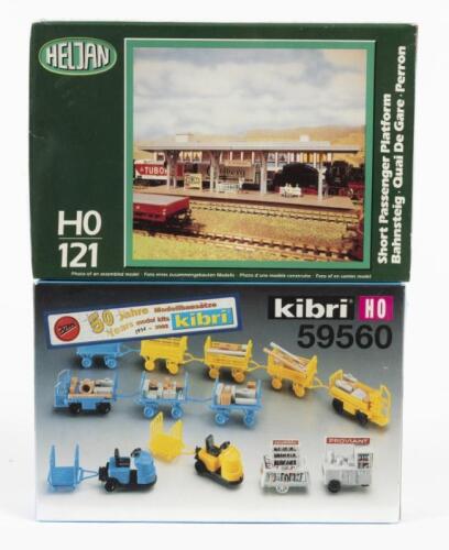 KIBRI & HELJAN: Two NOS Sealed HO scale model rail including platform trolley & passenger platform
