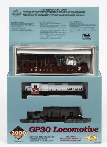 PROTO: Two NOS HO scale model rail locomotives including a GP30 locomotive 'EMP #5639' (Limited Edition) & a Proto 2000 Gondola kit Conrail