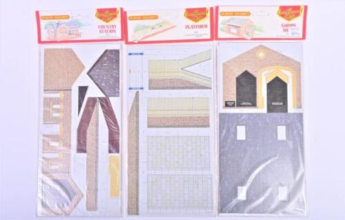 HORNBY: Three NOS Hornby Cardboard kit including goods shed, platform & country station