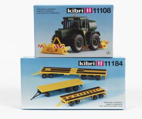 KIBRI: Two NOS Sealed HO scale model rail vehicles including a tractor and trailers
