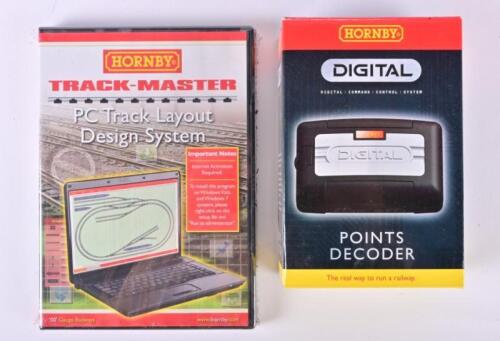 HORNBY: Two NOS 00 gauge scale model rail items including a Points decoder & Pc track layout design system