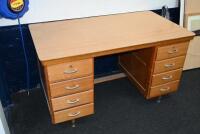 DESK: A mid-20th century desk, 75cm high, 135cm wide, 75cm deep