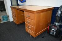 DESK: A mid-20th century desk, 75cm high, 135cm wide, 75cm deep - 3