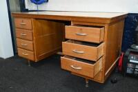 DESK: A mid-20th century desk, 75cm high, 135cm wide, 75cm deep - 4