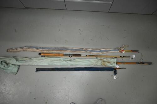 FISHING RODS: Four fibreglass fishing rods including Jarvis Walker, various lengths