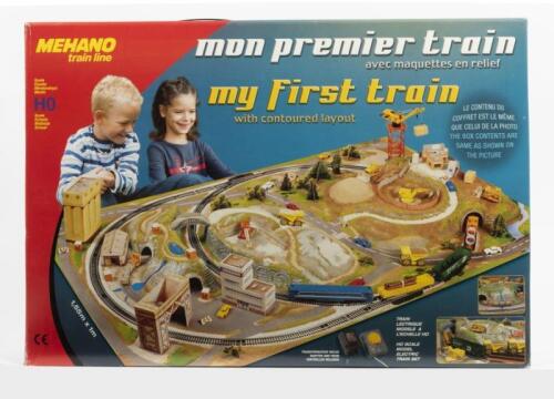 MEHANO: A NOS HO scale Electric train set including locomotives & freight cars, train controller, tracks, layout constructions and more, overall dimensions 155 cm x 100cm