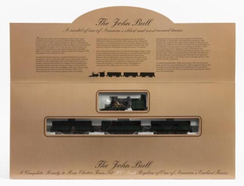 BACHMANN: A NOS HO Scale model rail 'The John Bull' a complete ready to run electric train set including John Bull 2-4-0 steam locomotive and tender, 12 curved track (47" x 38' oval E-Z tracks), UL listed power pack & instruction manual
